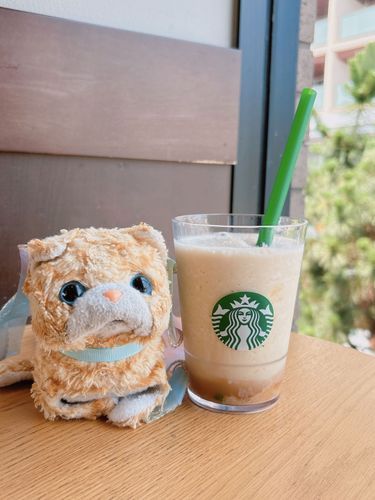 スタバのバナナアフォガート🍌☕️バナナの果肉がゴロゴロ入っててうまうまだったの😋