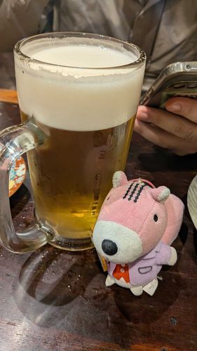 登山後はこの黄色いシュワシュワの飲み物が美味しいって、いつも飼い主が言ってる。