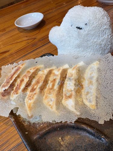 しろまるですぅ
主と らぁめん 屋さんに来たよ！

主は 「ネギ」苦手だから
茶色いらぁめんになっちゃって 載せないでって 言ってた…

代わりに 「ぎょうざ」と 撮ってもらったよぉ
まわりの白いのは 「はね」って 言うんだって！
「ぎょうざ」も 飛べるって ことかなぁ？