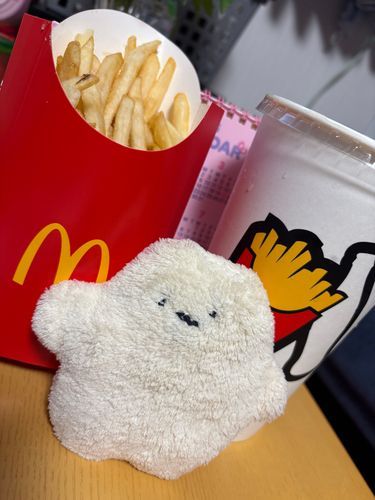 しろまるですぅ
ぽてと と ジュース の
ぐらんど さいず っていうんだって！
ボクより 大きいねぇ
主がニコニコで ボクも 嬉しいな〜！