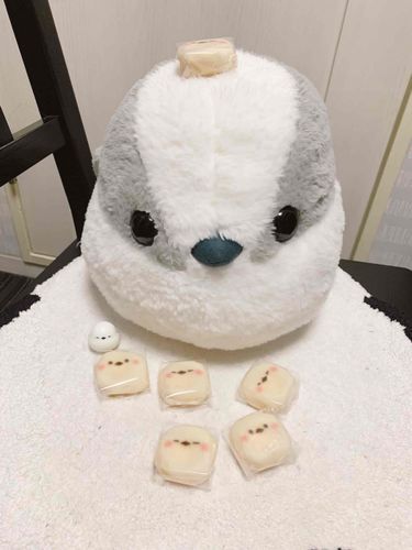 どれに しようかな……

しまえながさんの おかしを もらいました！
しろくて もちもち
とっても あまくて おいしい！

にてるって いわれた。
……そうかなぁ？