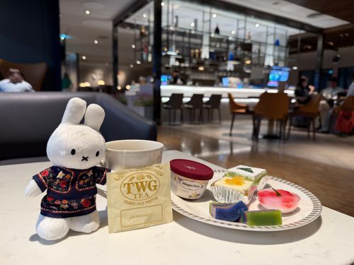 シンガポール航空のラウンジで記念撮影🍽️