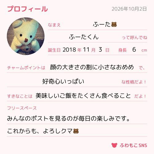 ぼくのプロフィールを大公開クマ❗️🐻❗️