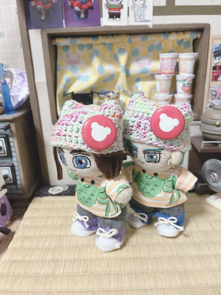 早速ぬいのお帽子につけ……ッ！いろんなところにつけたいね☺️