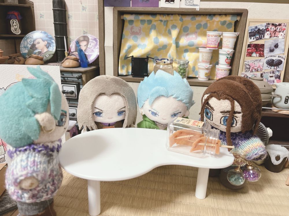 お友達との作品交換でかみゅくんといれぶんくんのぬいを作ってもらったよ〜〜happy