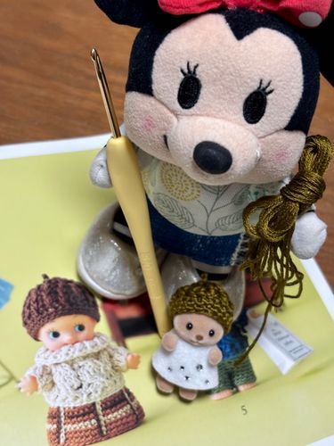 図書館で本を借りたの📕✨
それに載ってた帽子をシルバニアちゃんに合うサイズで編んでみたの🧶✨