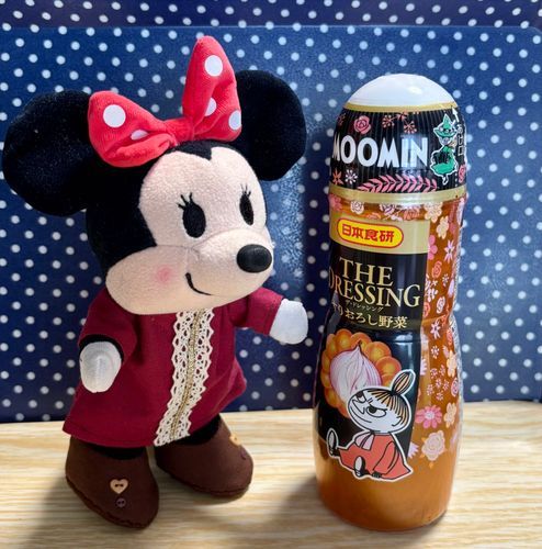 ミニーお買い物でかわいいドレッシング見つけたからぬしさんに買ってもらったの❤️
ムーミンとスナフキンもいたんだけどお味でミーにしたの✨