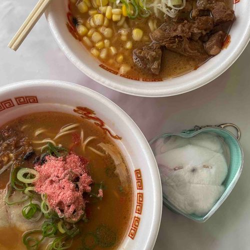 汚れ対策ばっちりのねむちゃんとラーメン🍜
ちびかみくんはお留守番です