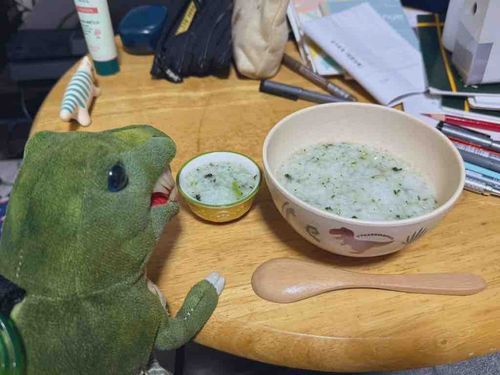 七草粥。
机の汚い飼い主ですみません。