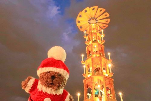 きれいにライトアップされたクリスマスピラミッド🎄
世界最大級なんだって〜！すごい！