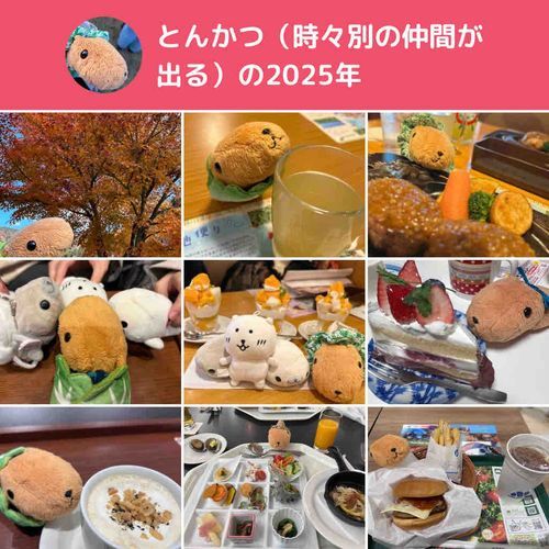 とんかつ｢今年も美味しいものをたくさん食べたな〜✨来年もあるじと一緒におでかけしたいなー｣