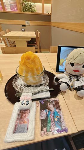 浅草でかき氷を食べたよ🍧
杏味だよ！！
本物くんの写真も一緒に