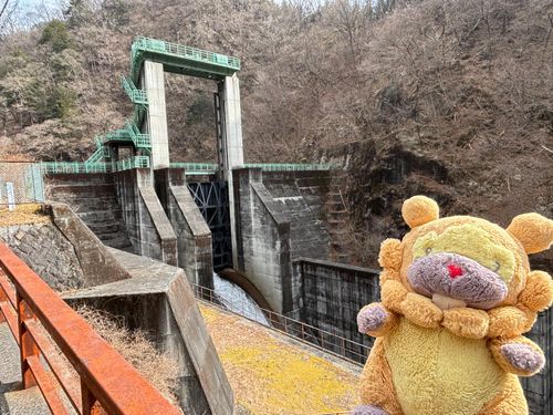栃木県　庚申ダム　ダム自体はちんまいのに、ゲートがでかい！実質、ローラーゲートが本体！カクカクしててかっくいいぶもー😤