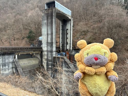 群馬県　黒坂石ダム　栃木の庚申ダムに似てるから…ライバル関係だろう！って書いてあったぶも。お友達でもいいのでは？ぶもー😤