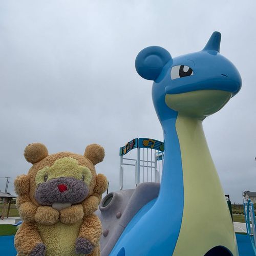 つくりとちゅーだったラプラス先輩公園が完成してたぶも！色んなポケモンに遊んでもらった！サメハダー先輩超はええぶもー😤