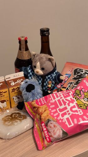 富山で晩酌だよ ぬいぐるみは酒飲めませんよ\ぇー/