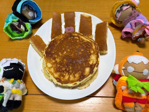 🍊 ぬしがパンケーキ作ったんだって！

🍃 テガソード様パンケーキって言ってたかなぁ