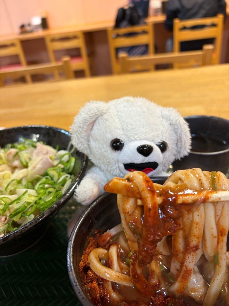 激辛つけ麺(うどん)だー❗️