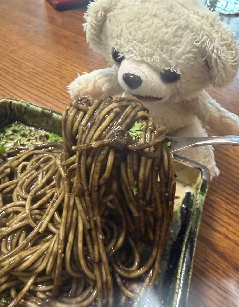 イカスミだけどなぜかタコ爆盛りスパゲッティ作ったよ❗️🐙🍝
イカスミが体に付かないように注意だ〜❗️