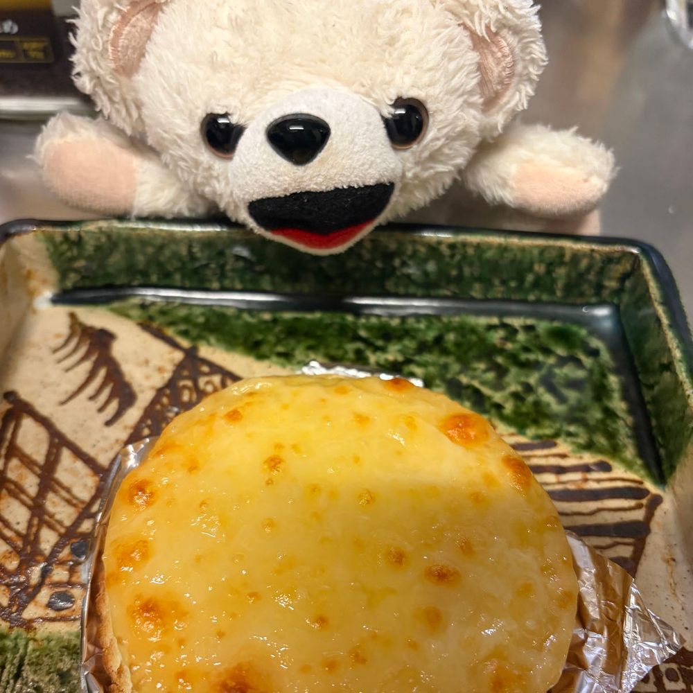 ぼくんち普段刑務所並みに甘いもの食べさせてもらえないんだけど、今日は珍しくチーズケーキ食べるよ❗️
アツアツの溶けるチーズが乗ってるんだ〜❗️