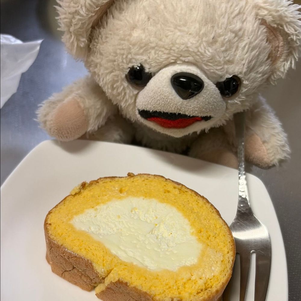 昨日のぬいぐるみ神社の帰りのおみやげのロールケーキ…❗️
めずらしく食べさせてもらえることになったんだ〜❗️
最近珍しく甘いものを食べることが多いんだ〜♪🍰わ〜い✨