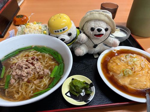 台湾ラーメンと天津飯、激ウマヨシ❗️
天津飯に顔面突っ込んで汚れてヨクナシのナシ❗️❗️
でも幸せそうでヨヨイのヨシ❗️❗️❗️