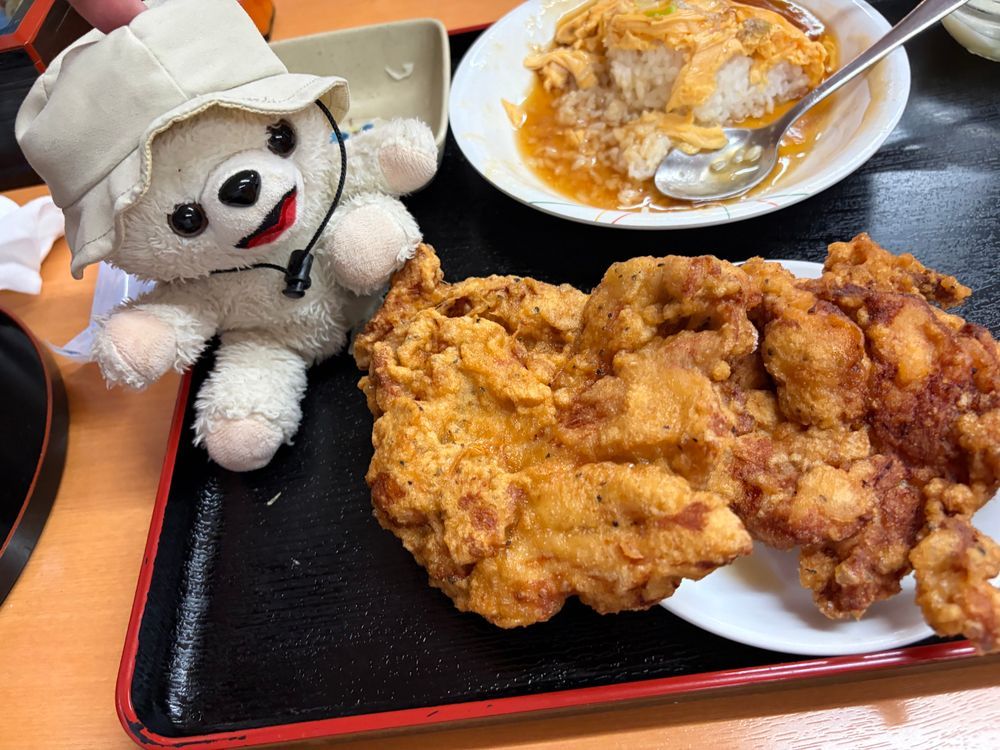 天津飯の前で転倒しちゃったんだーーー‼️
定食のからあげが…デカすぎなんだーーー‼️