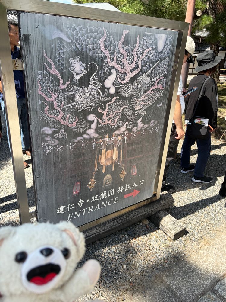 ここは次の聖地…建仁寺だーーー❗️❗️❗️
ここで幻魔の風神雷神兄弟の攻撃をぼくは華麗に避けて…こう一閃…で…❗️❗️
トドメを刺したんだーーー❗️❗️
(ゲームの話です)
なお有名な双龍図は混んでたから見ずに帰ってきたよー❗️