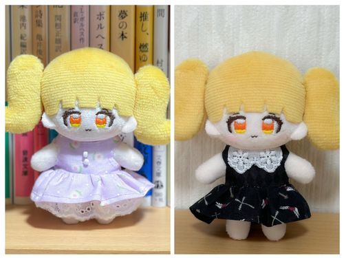カロリナの新しい服を作りました。
左が新しいほうで、右が前の写真です。