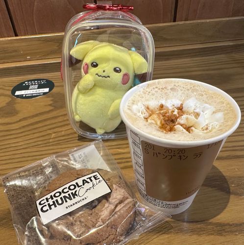 臆病なピカチュウ「狭いポーチに入れられて、スタバに連れてこられて…一体何をするんだピカ。こわいピカ」