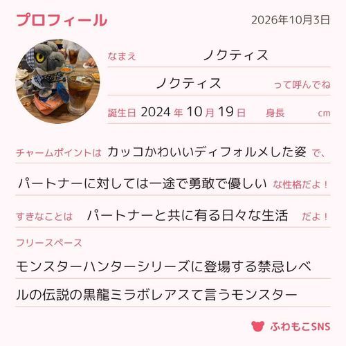 予備のアカウントの方もプロフィール作成したぜ。