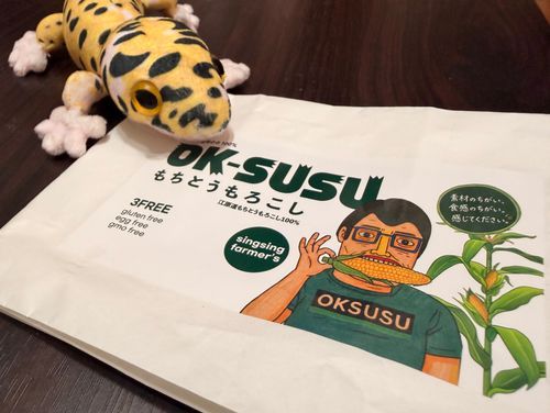 とうもろこしのパンをたべたよ。
もっちもちでおいしかったよ！
かんこくでにんきのパンなんだって。
とうきょうえきでかえてラッキー！
ところで、このおじさんはだれなんだろう？
マスコットキャラなのかな？