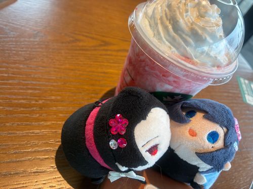 もち安定「すたーばっくすの苺だよ‼️清光みたいな色だね」
もち清光「主、美味しく召し上がれ」
