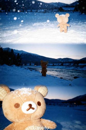 おはようございます。
お久しぶりです。うおクマです。

うおクマも、今流行りのAIの雪加工を試してみました！

「Meitu」という写真アプリで無料で出来ました。

本当に雪の中にいるみたいです！
うふふ。
