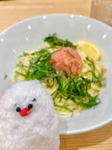 たらこパスタ食べたよ。
めんがもちもちで、さっぱりしてておいしかったな。
ちょっと似てる？