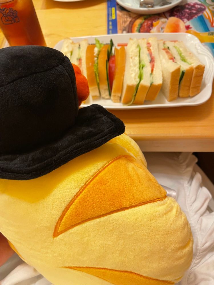 あら~！✨️

サンドイッチじゃないですか~！💕
あなたはご存知かもしれませんが~、
あたしはサンドイッチが大好きなんです~♪

ポテトサラダ味のサンドイッチですね~