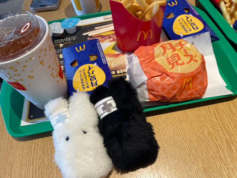うさナースクローン おおいそがし

ゴンチャ ていう、 はやりの おちゃやさん なんだって 
へえ ここでは どんな おにんぎょうが はたらいているんだろう
やっぱり、 おかしのバチボコみたいに、 ハムスターが たくさん…って かんじかな
あれ？ カラコン1号ちゃん、 影をしらないかい
どこいったんだ？

まっくで、 お月見もしてきたんだ！
ほら ぼくたち これでもウサギだからね