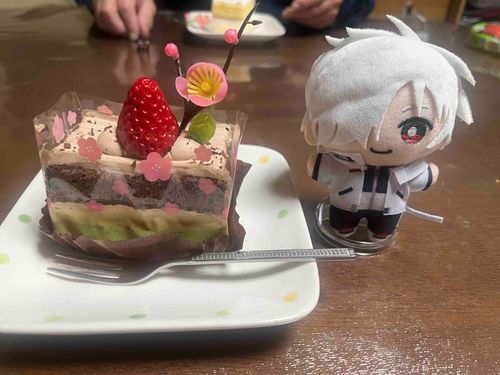 いちにちおくれのひなケーキをたべてぬい主はごきげん
ぬい主のおとうさんがかってかえってきてくれたよ