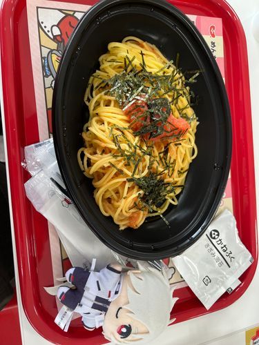 きょうからぬい主はいっぱいおやすみだよ
これはめんたいパークのめんたいパスタとおれ