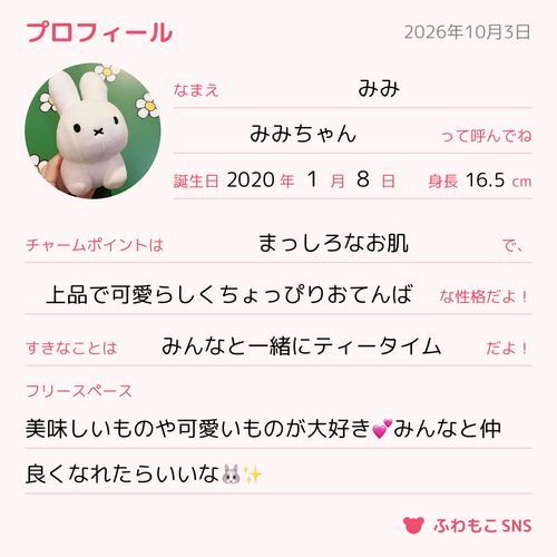 🤍みみのプロフィールだよ！みんなみてくれたらうれしいな✨