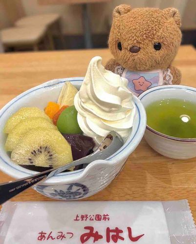 きのうは かいぬしが おんがくの いべんとに およばれしてて さいたまに いったよ～🎶
いきの でんしゃ とちゅうで おりて みはしさんの ふるーつくりーむ あんみつ💖
ふるーつ もりもり だいまんぞく😋

きのうと きょは なつみたいに あつかったよ～☀️
まだ 5がつ なのに おかしよね💦
みんな ねっちゅうしょ きをつけて すごしてね🫶✨️
‪(՞ .  ̫ .՞)︎💕︎