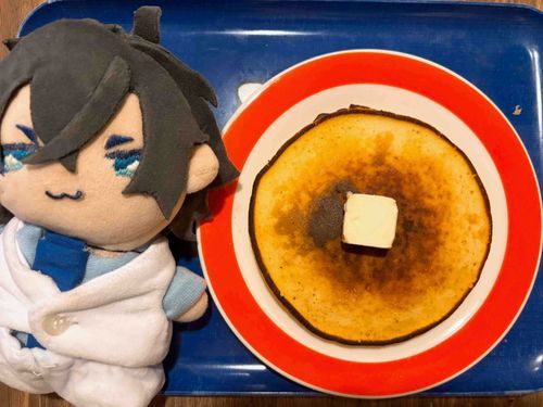 お昼ご飯はこげこげホットケーキだよらんぽさん