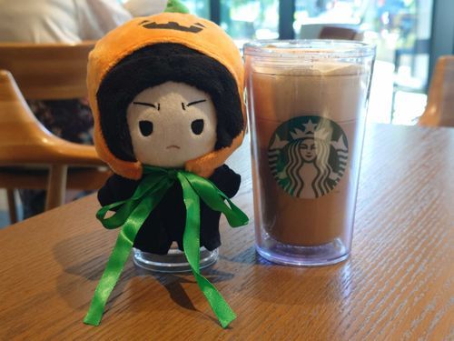 ………我輩の被り物は本当に必要なのかね？
何？パンプキンスパイスラテ…？
だからと言え、実にくだらん被り物だ。