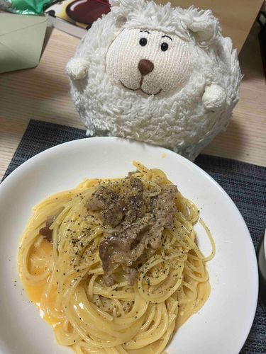 お店のようなカルボナーラじゃじゃ