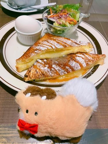 久しぶりの更新だね　今日は持ち主とモーニングに来てるよ　持ち主は胃もたれして食が進まないみたいだ