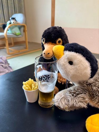 今日は家族旅行だよ♨️さっそく🍺ぷはぁ