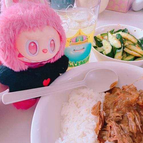 おうちらんち、びーふかれーときゅうりのつけものー
