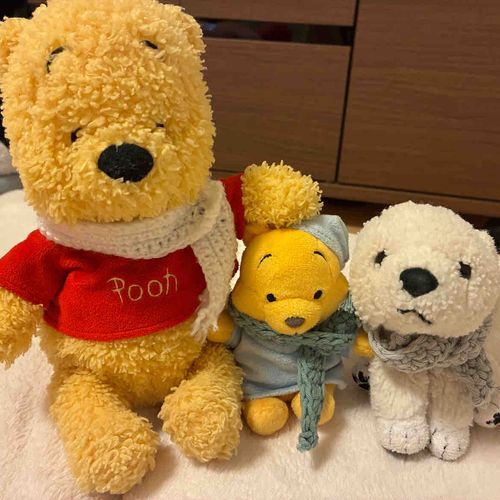 ゆずぴは急遽作り直したけど
やっとみんなのマフラー完成した！
もう３月中旬だけど、まだ寒いからいいよね♪