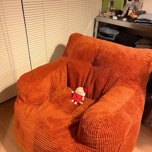 なぞのたびびとフー!

きょうは同居人から、同居人へのプレゼントのソファがとどいた。
さっそく、フーもすわる。
とっても、ふかふかだ！🍊