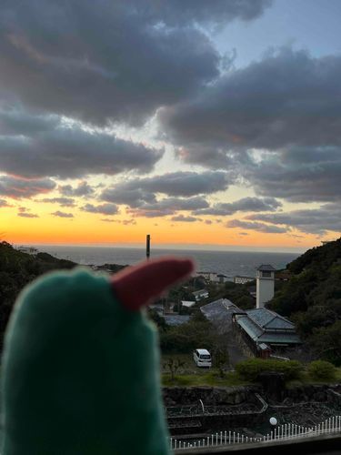 りょこうにきてます
うみ　みれた！